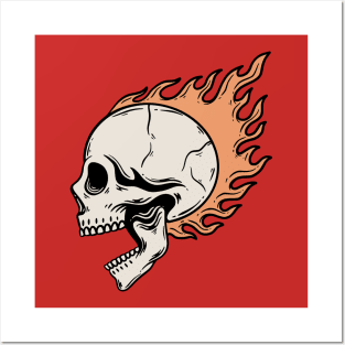 Skull Fire Burn Posters and Art